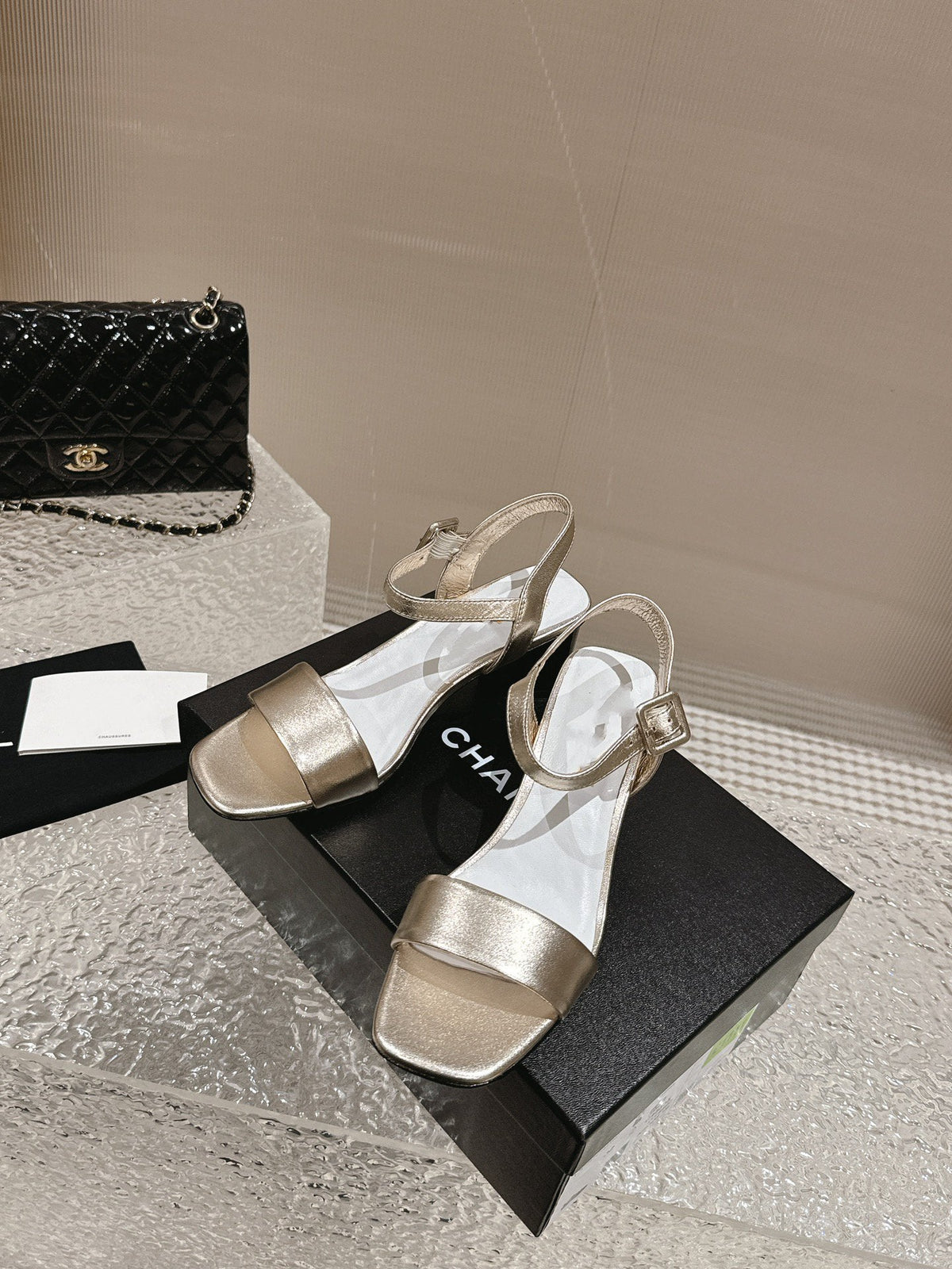 slingbacks sandal 60 white gold metalic lambskin
