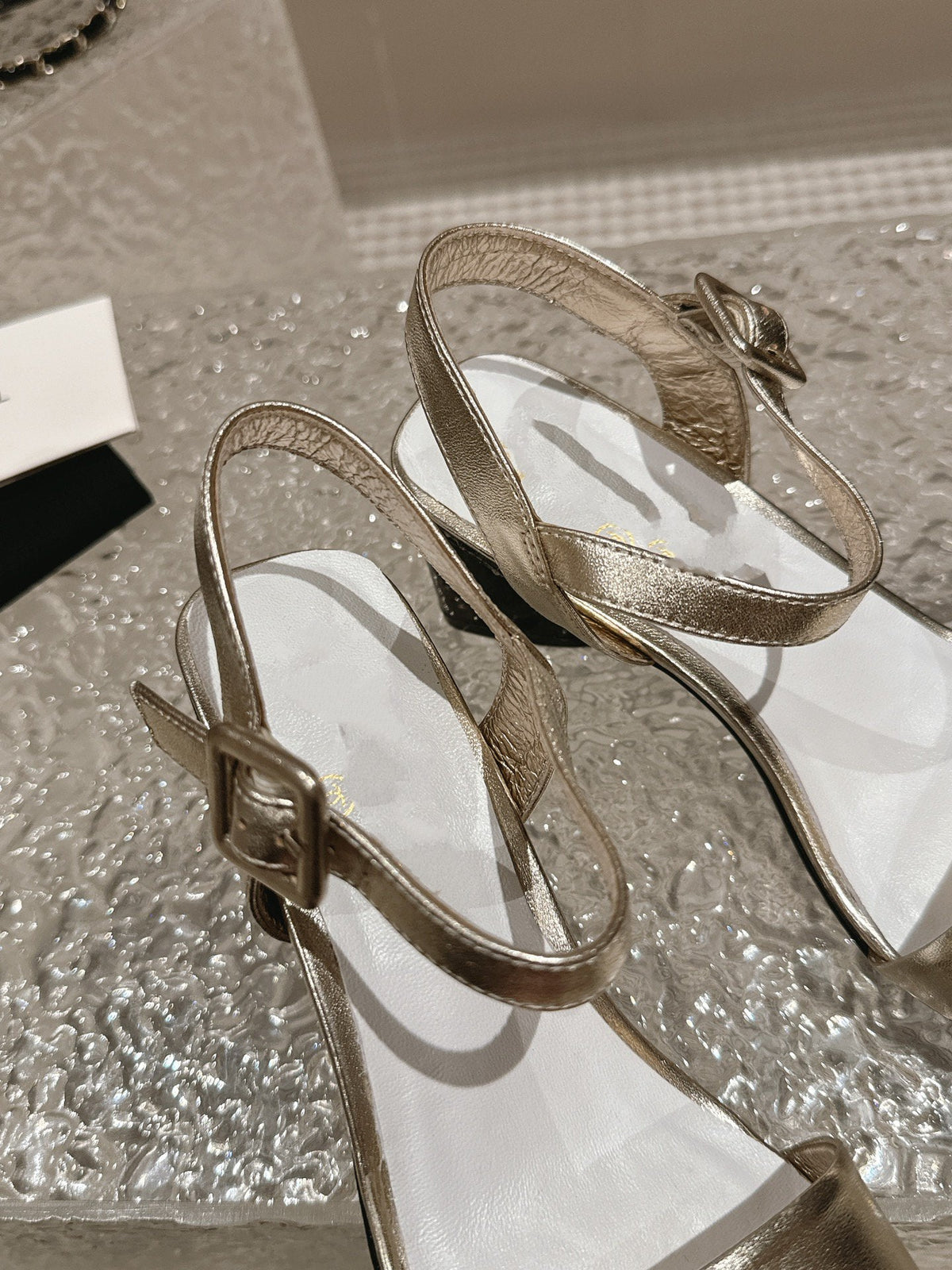 slingbacks sandal 60 white gold metalic lambskin