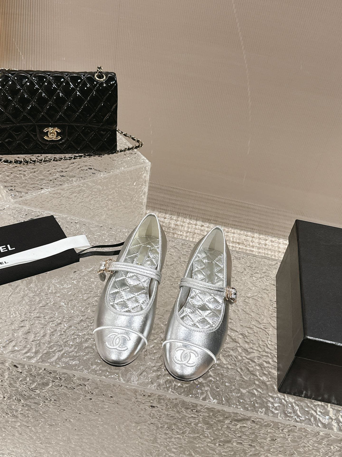 mary janes silver metalic lambskin