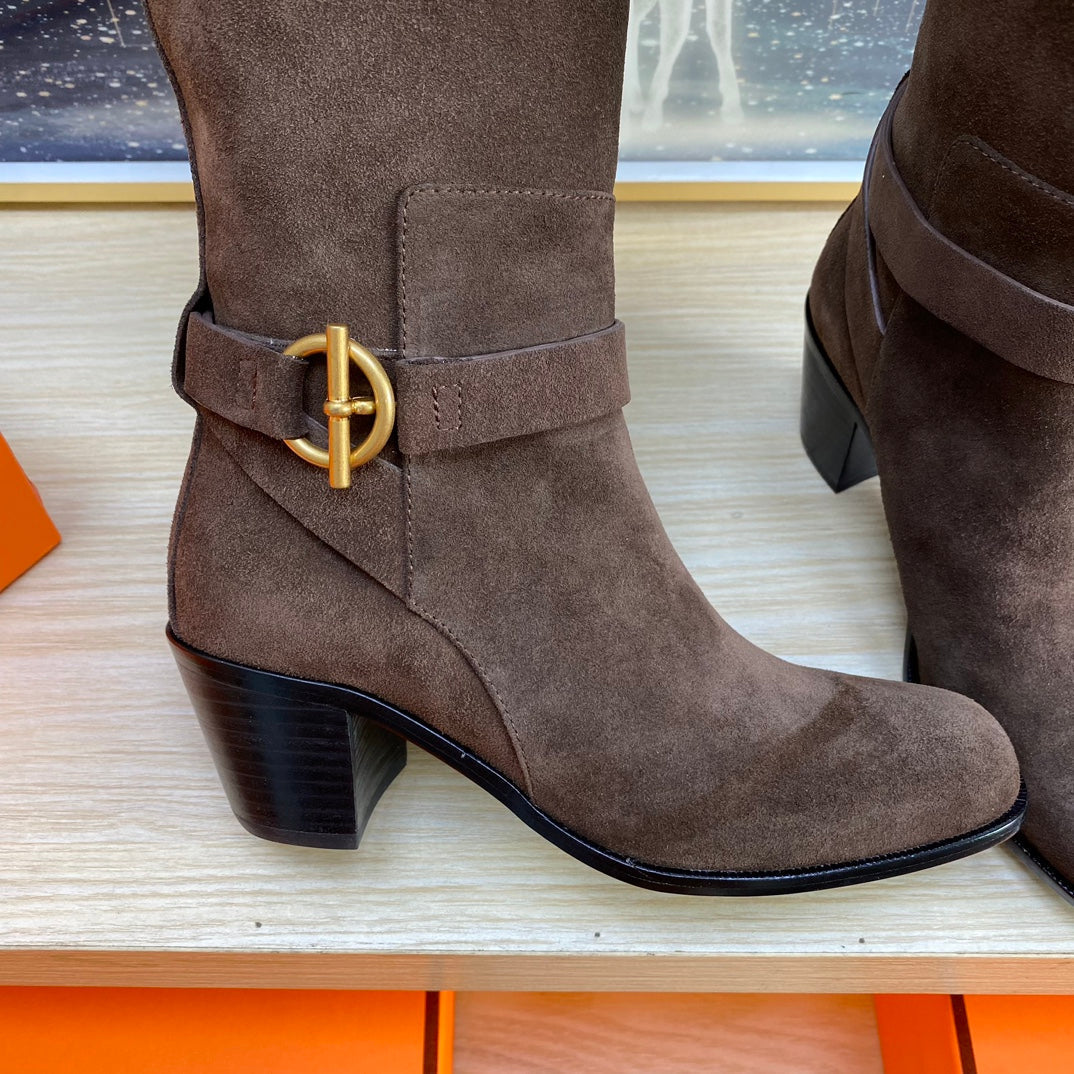 HM Justine Boot In Chocolate Suede 987480