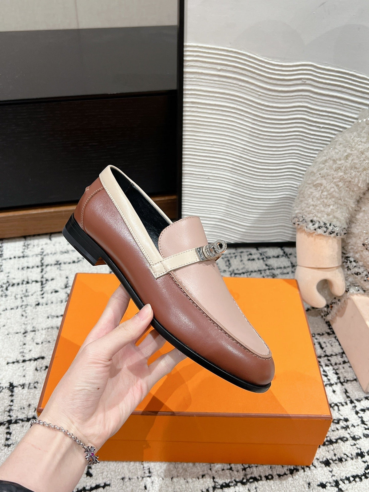 HM Destin Loafer In Nude Pink Glossy Calfskin 118792