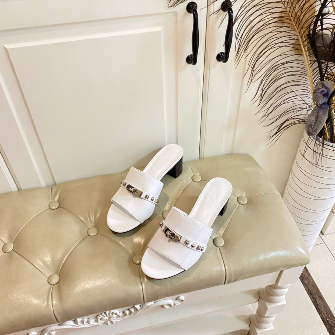 HM Giulia 50 Sandal White Calfskin