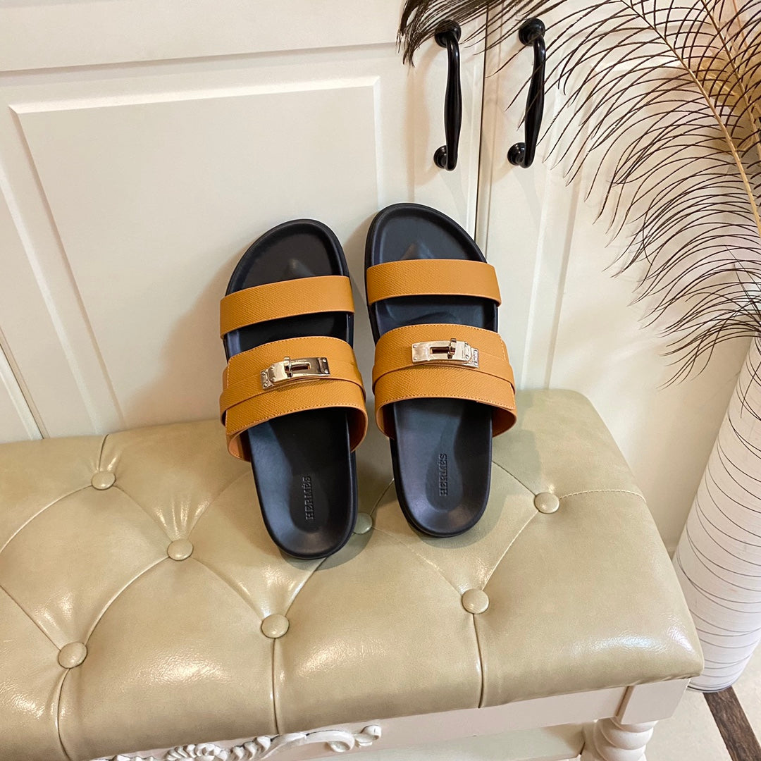 HM Jackson Sandal Brown Orange Cowhide 958030