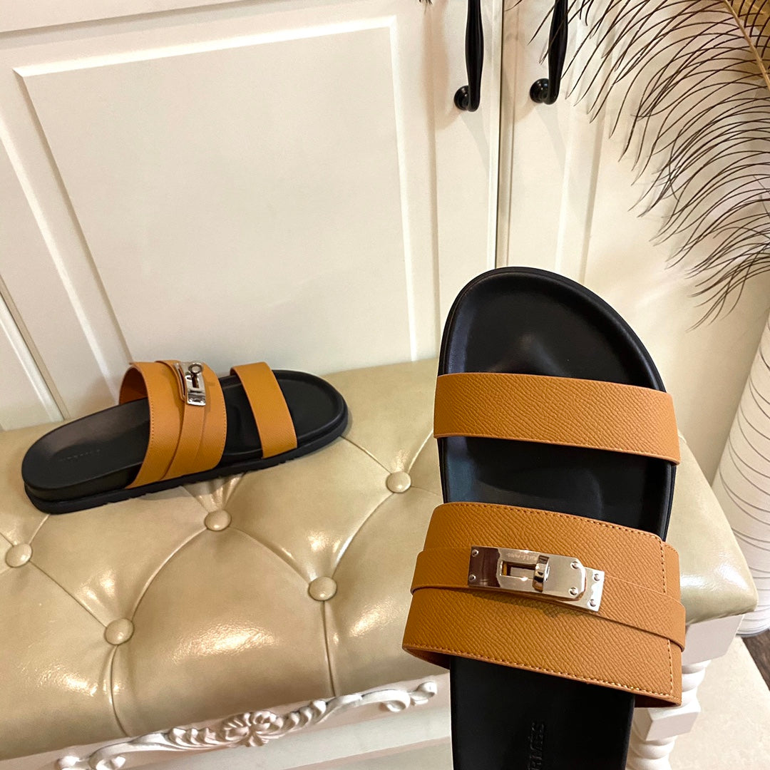 HM Jackson Sandal Brown Orange Cowhide 958030
