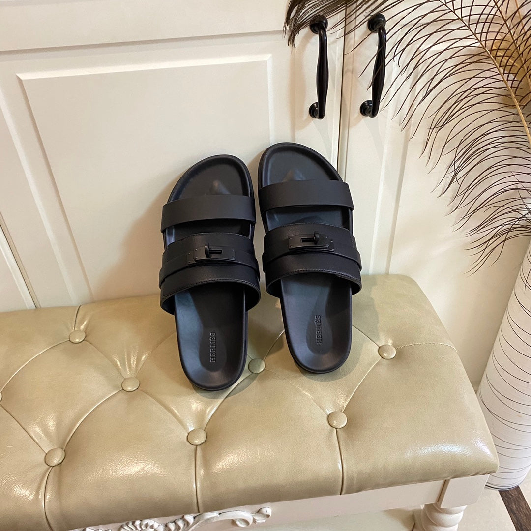 HM Jackson Sandal Black Calfskin 958043