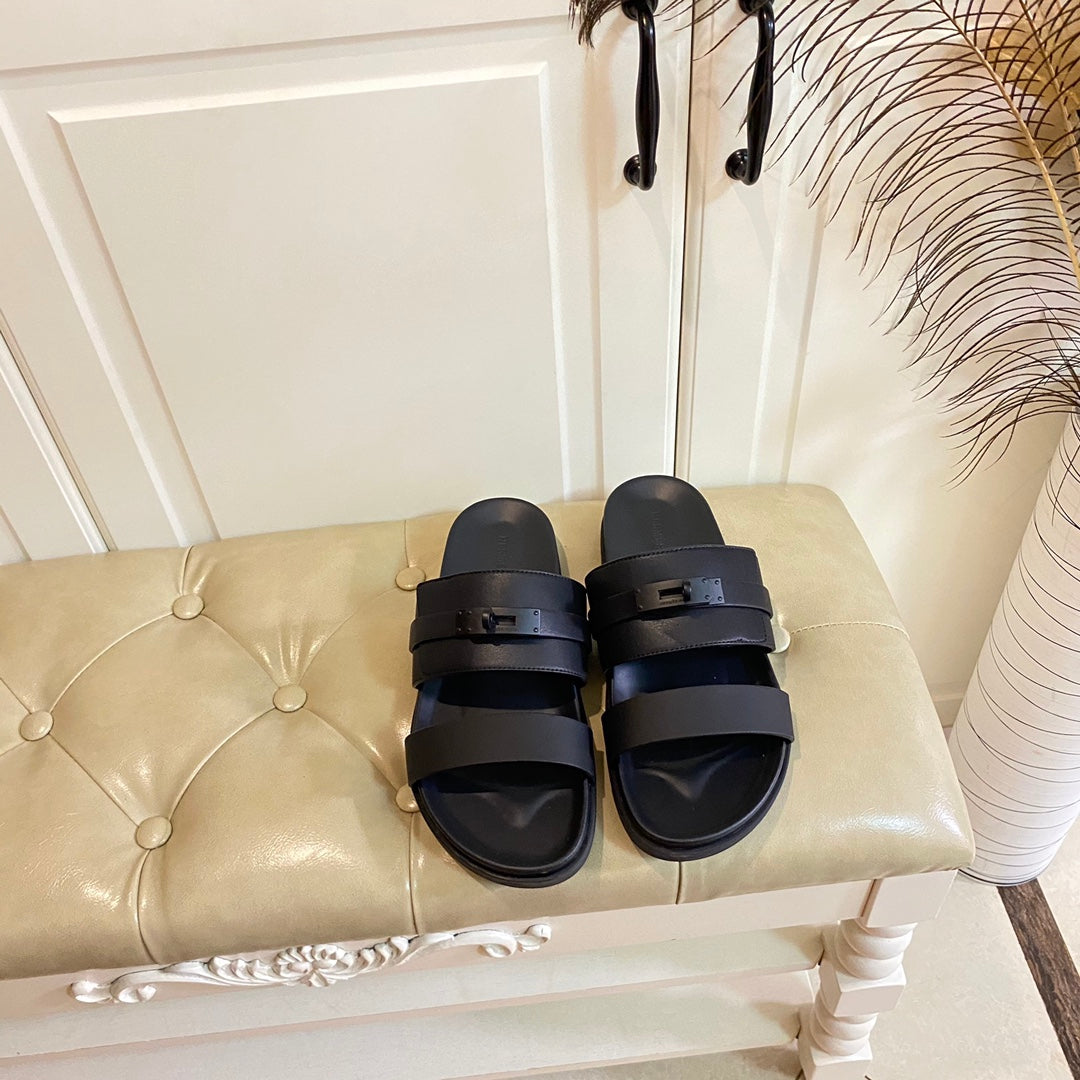 HM Jackson Sandal Black Calfskin 958043