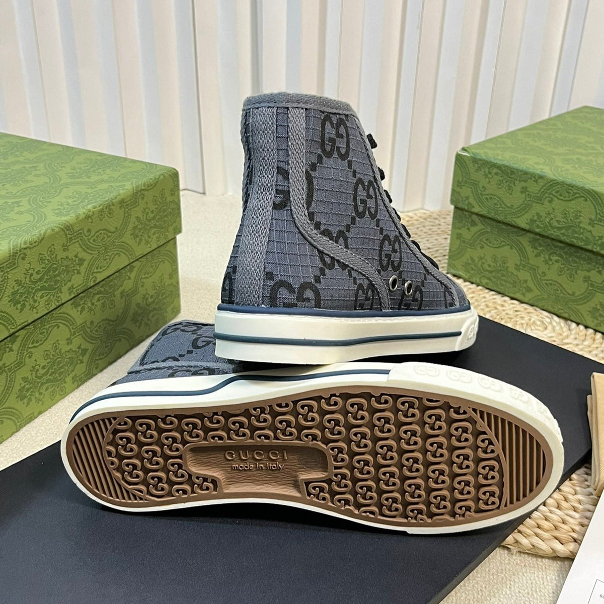 GG Tennis 1977 High Top Sneaker  Black Grey Caro