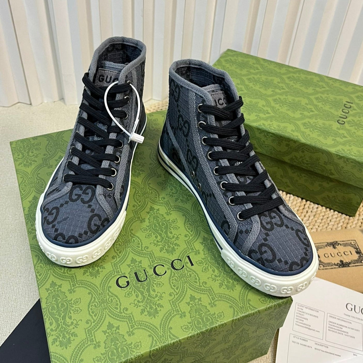 GG Tennis 1977 High Top Sneaker  Black Grey Caro