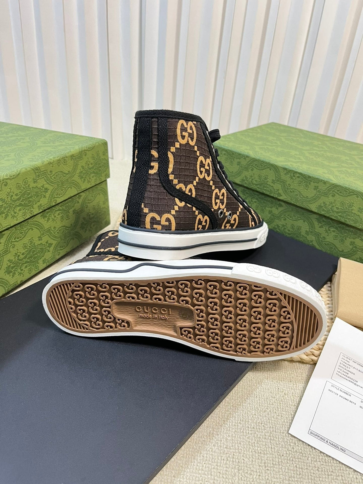 GG Tennis 1977 High Top Sneaker  Black Brown Caro