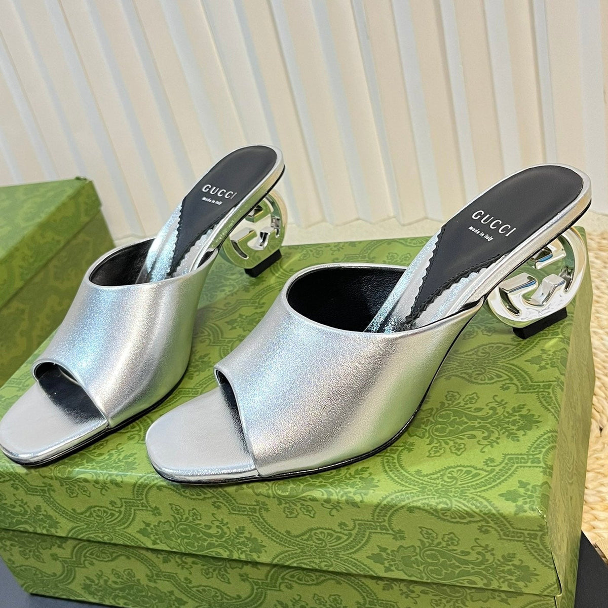 GG  Women's Heeled Sandals Silver