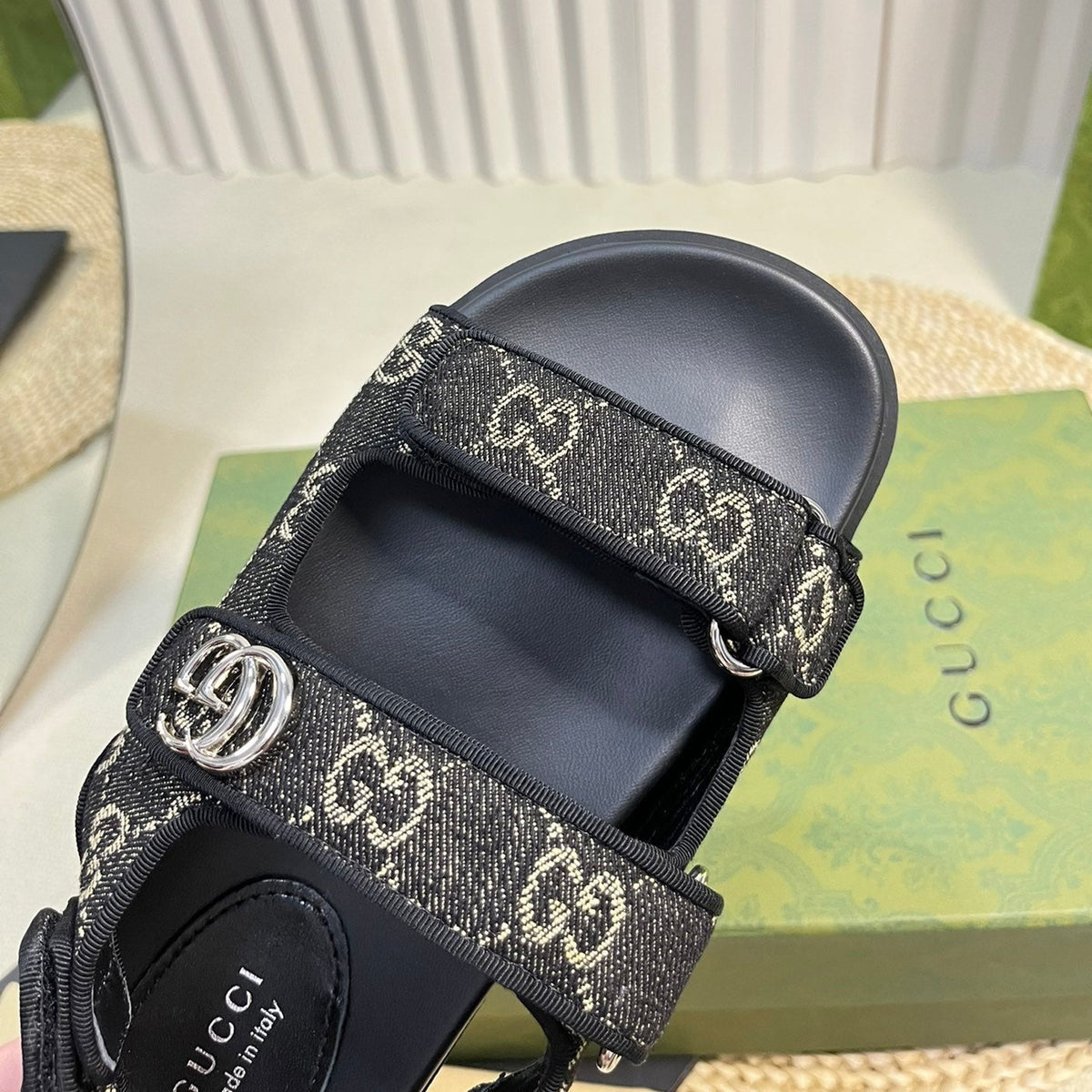 GG  Sandal With Double G Black Caro