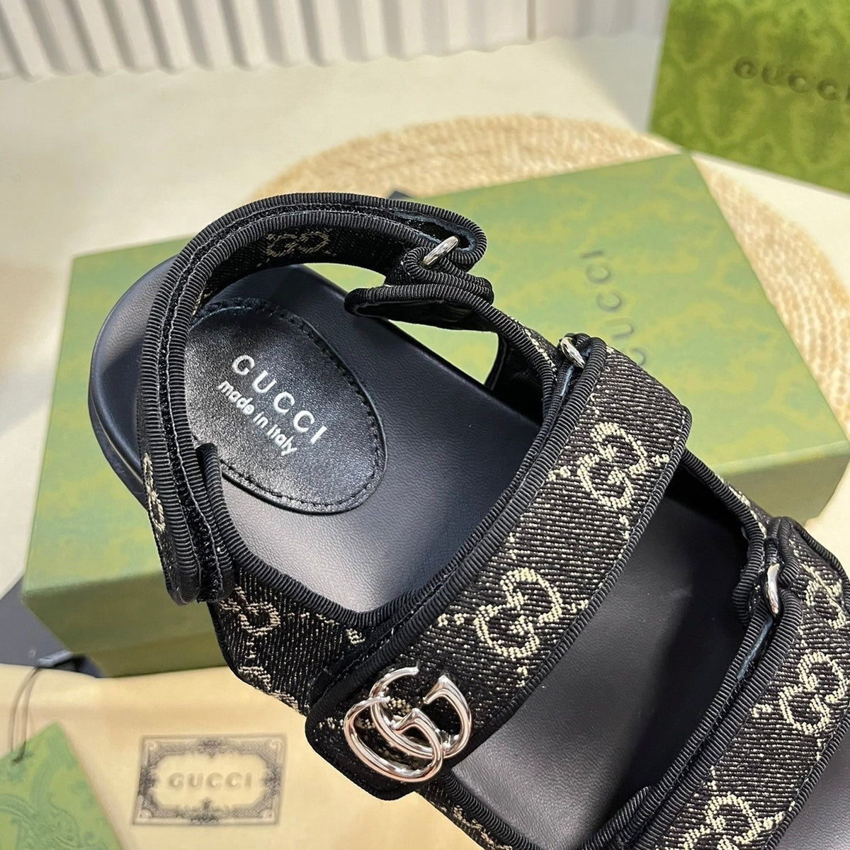 GG  Sandal With Double G Black Caro