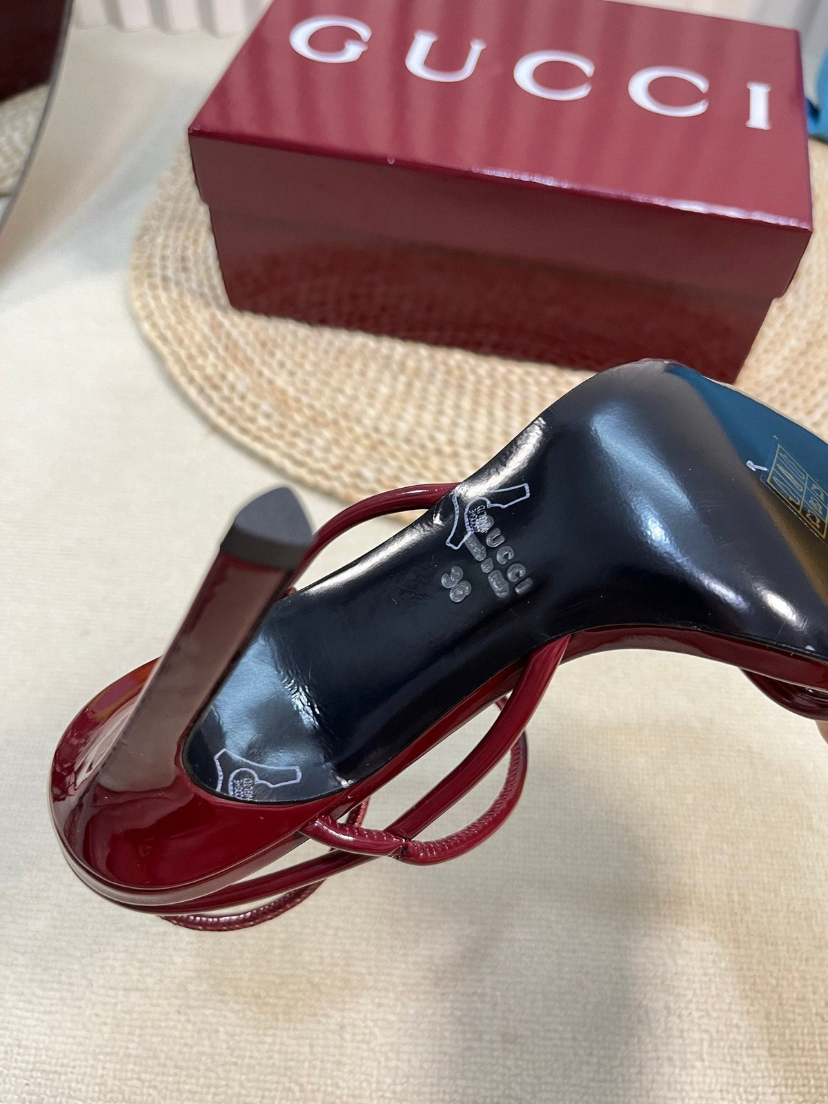 HIGH SANDAL 10 CM IN BERRY RED GLOSSY CALFSKIN