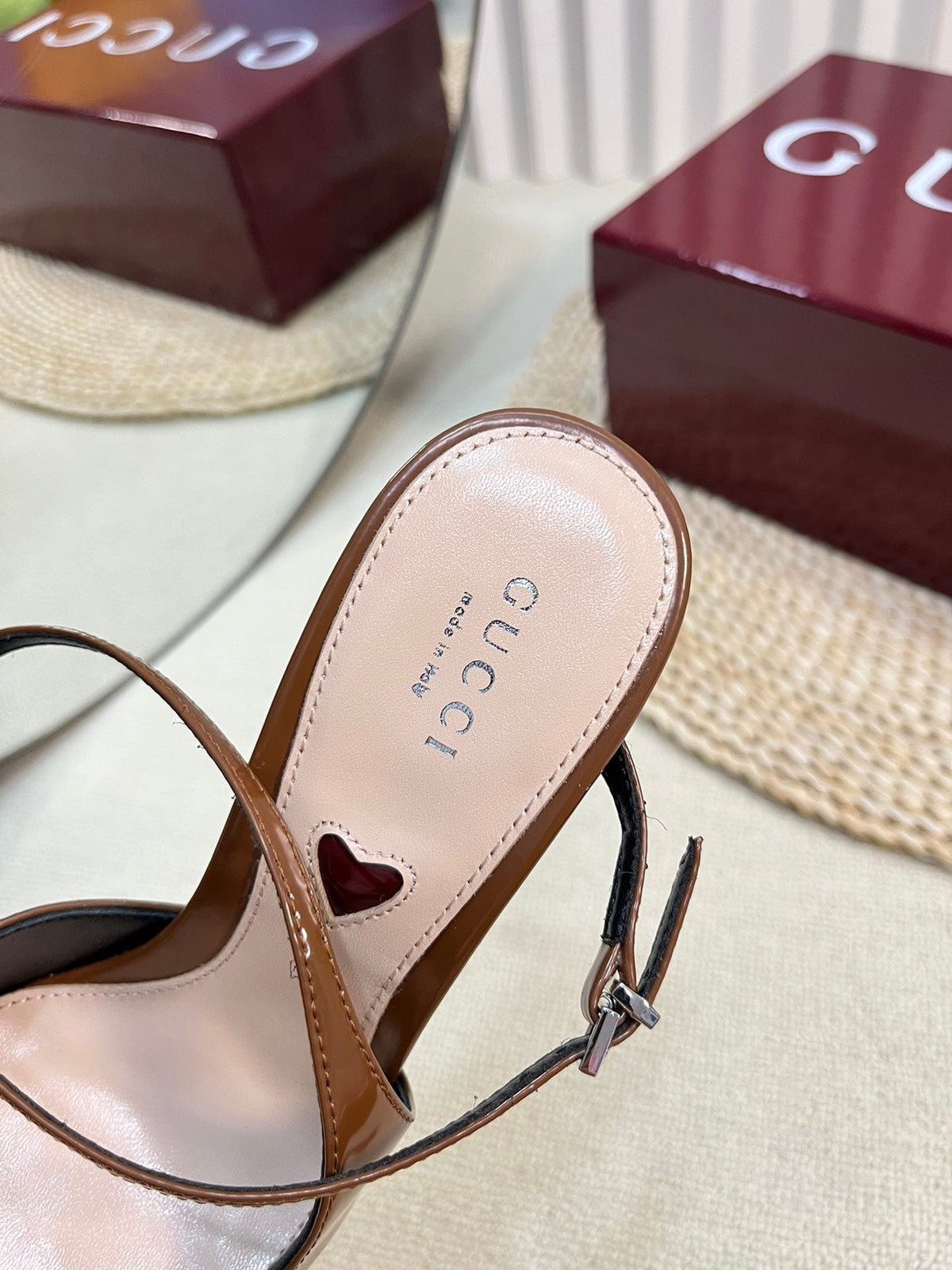 GC 100mm Heeled Slingbacks Brown Sheepskin 294606