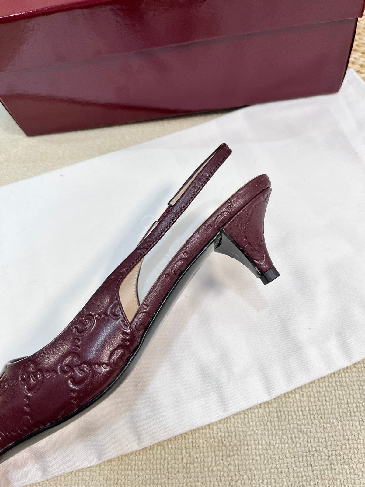 GC Horsebit Slingback Pump 50mm Rosso Ancora red Embossed Sheepskin 294575