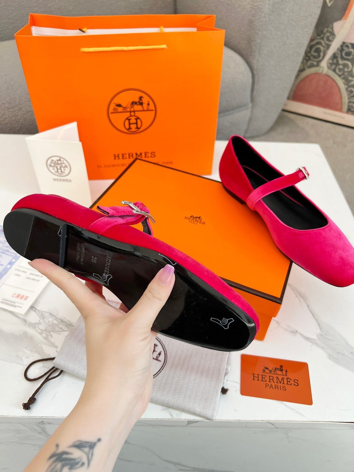 Jane Ballet Flat Dark Pink Suede 214063