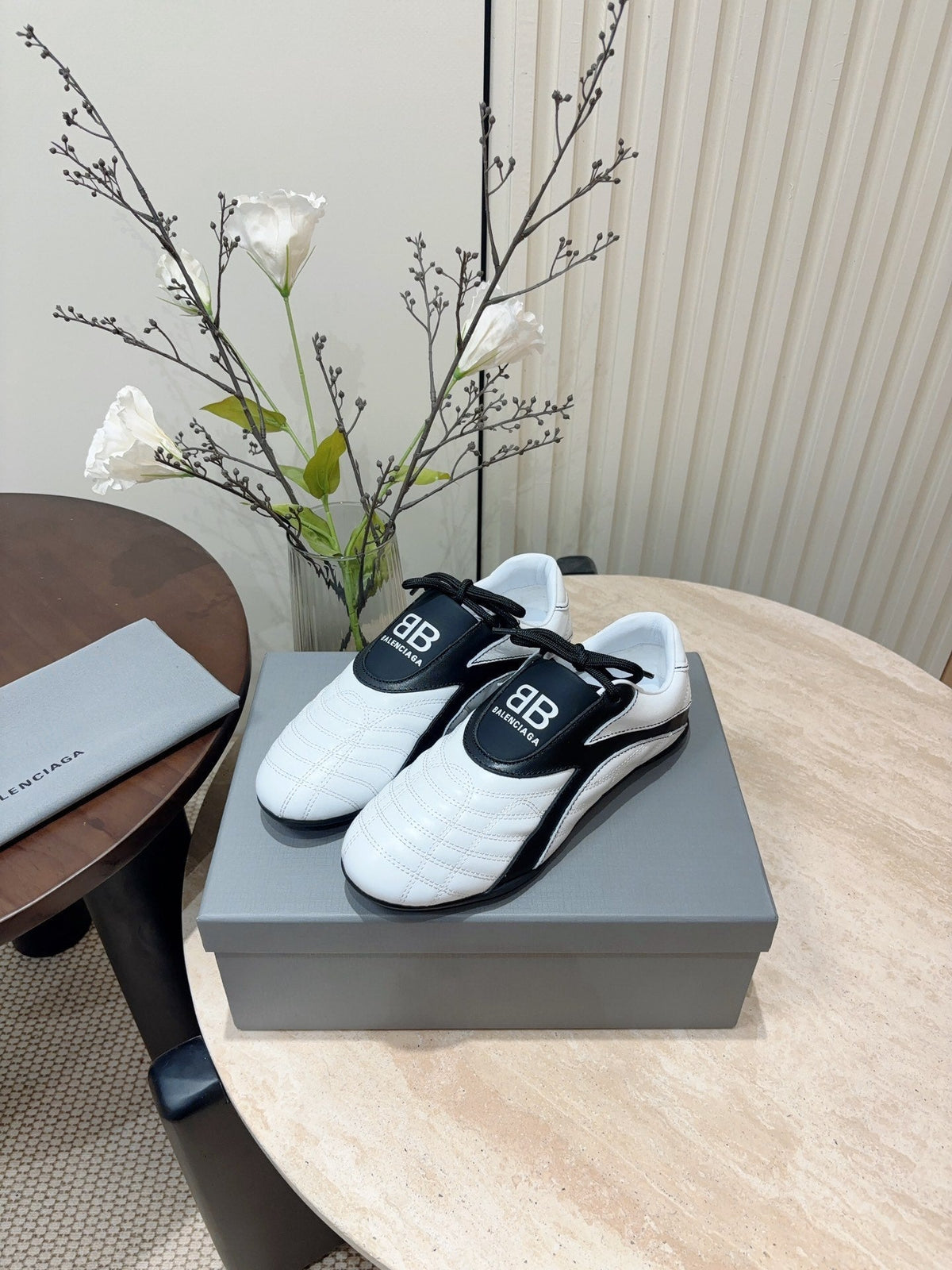 SOCCER SNEAKER IN WHITE MIX BLACK QUILTED LAMBSKIN