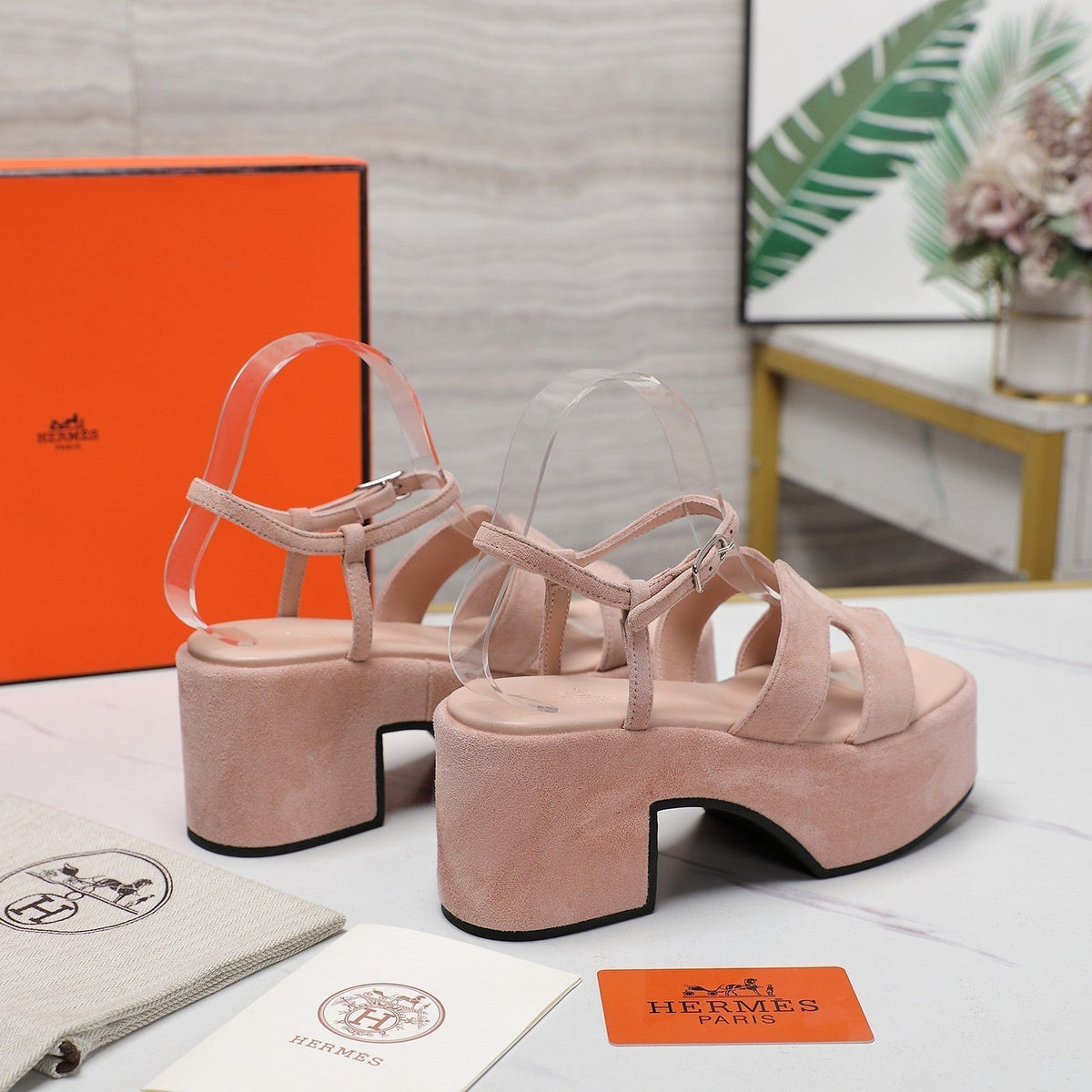 HM Jam 70 sandal In Light Pink Calfskin 120307