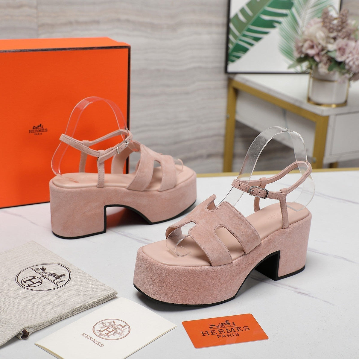 HM Jam 70 sandal In Light Pink Calfskin 120307