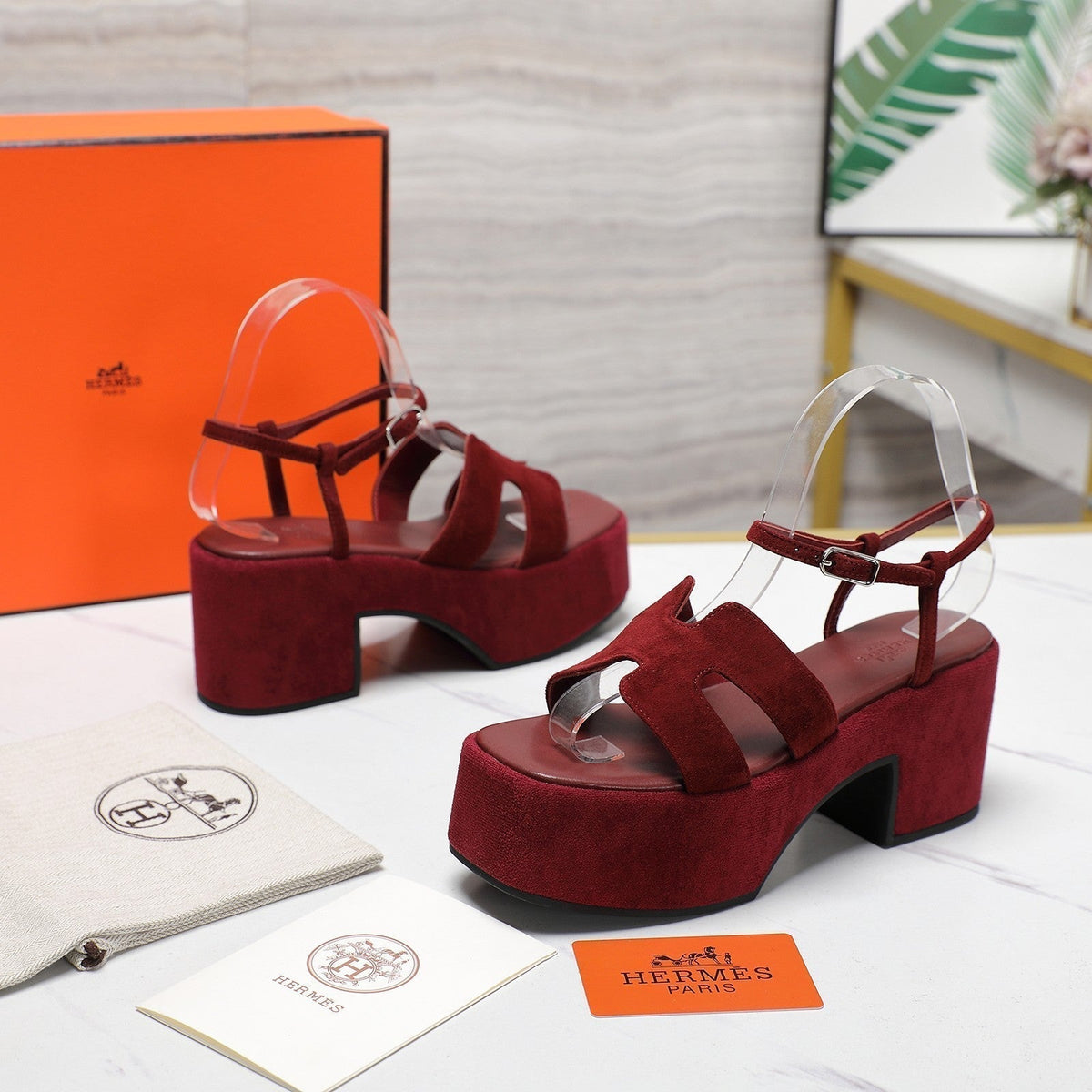 HM Jam 70 sandal In Burgundy Suede 120315
