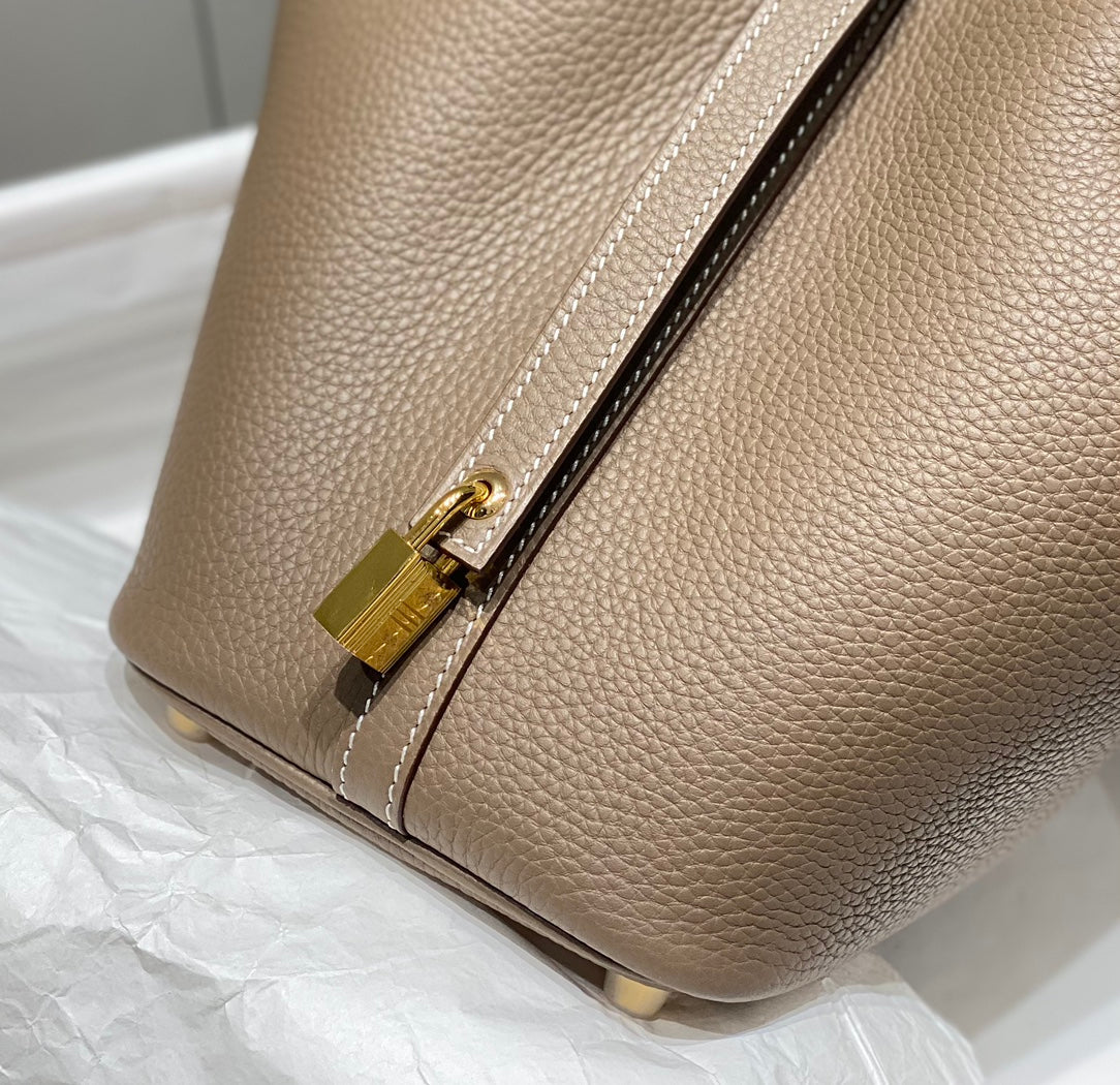 picotin lock etoupe togo leather gold hardware
