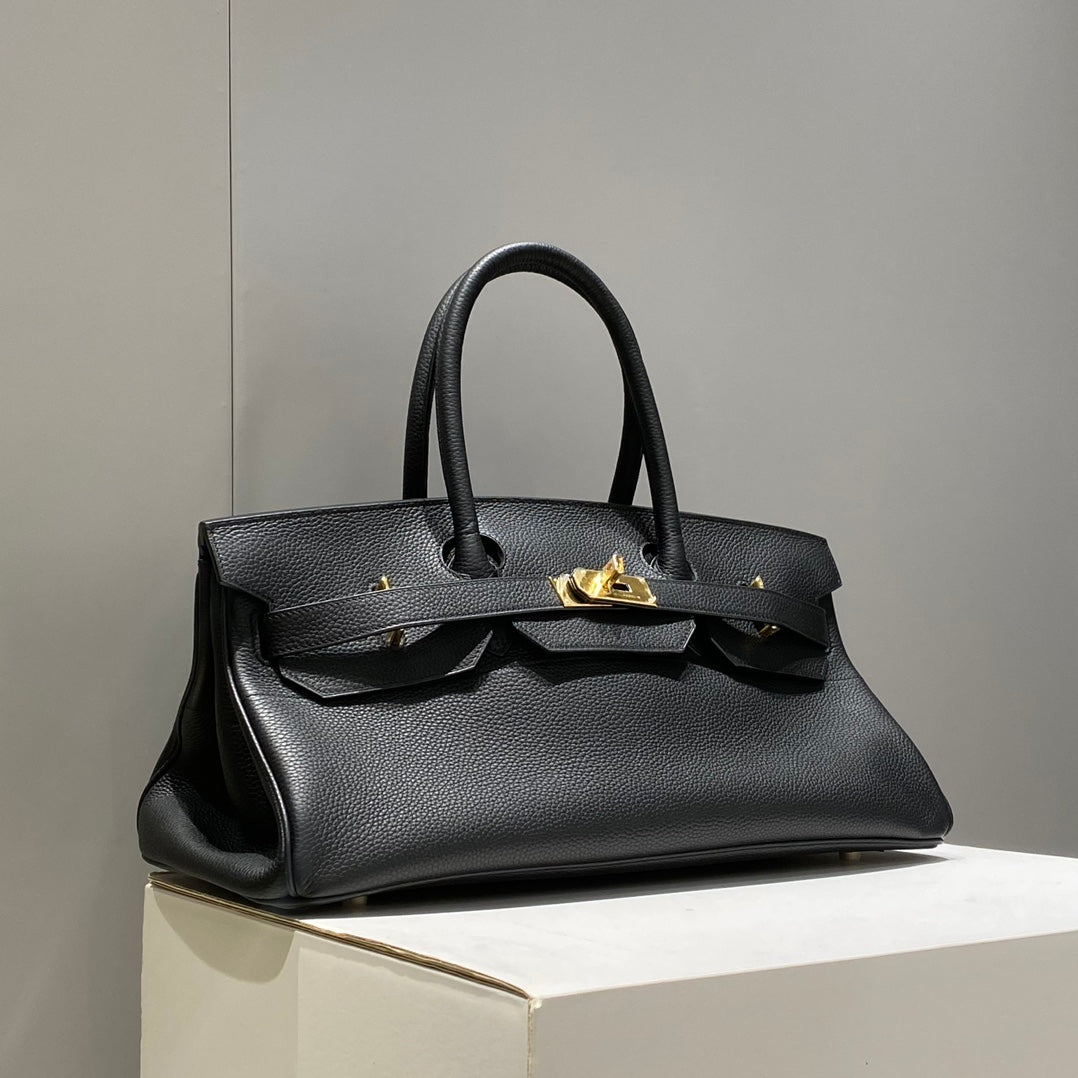 HM Shoulder Birkin 42 Black Cowhide with Gold Hardware 237640