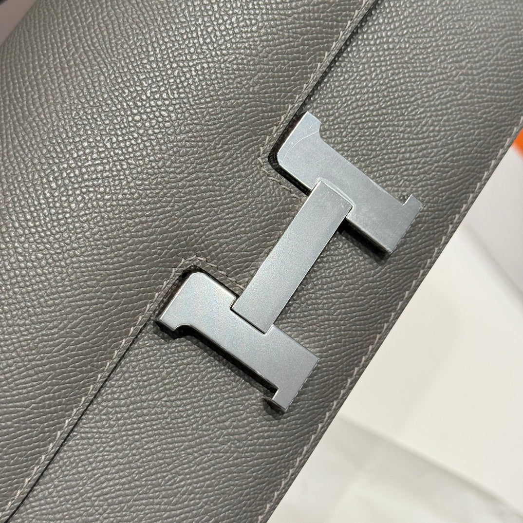 HM Constance Elan 24cm Bag Dark Grey Epsom Leather Silver Hardware