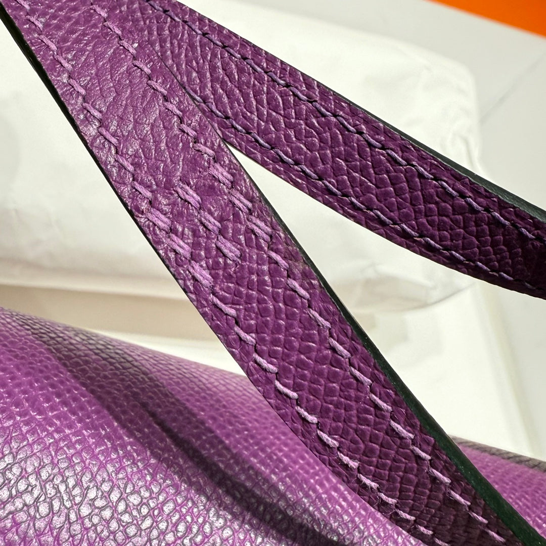 HM Constance Elan 24cm Bag Purple Epsom Leather Silver Hardware