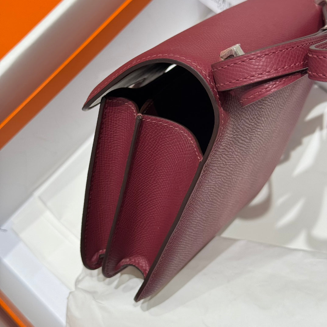 HM CONSTANCE 18 DARK RED EPSOM SILVER HARDWARE 243163