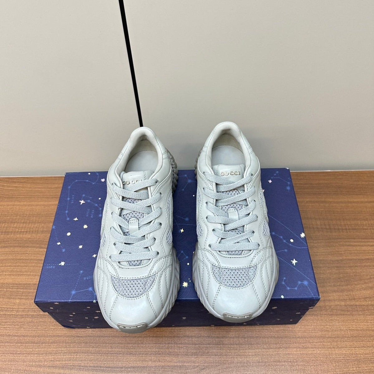 GG Ripple Leather Sneakers White Pearl