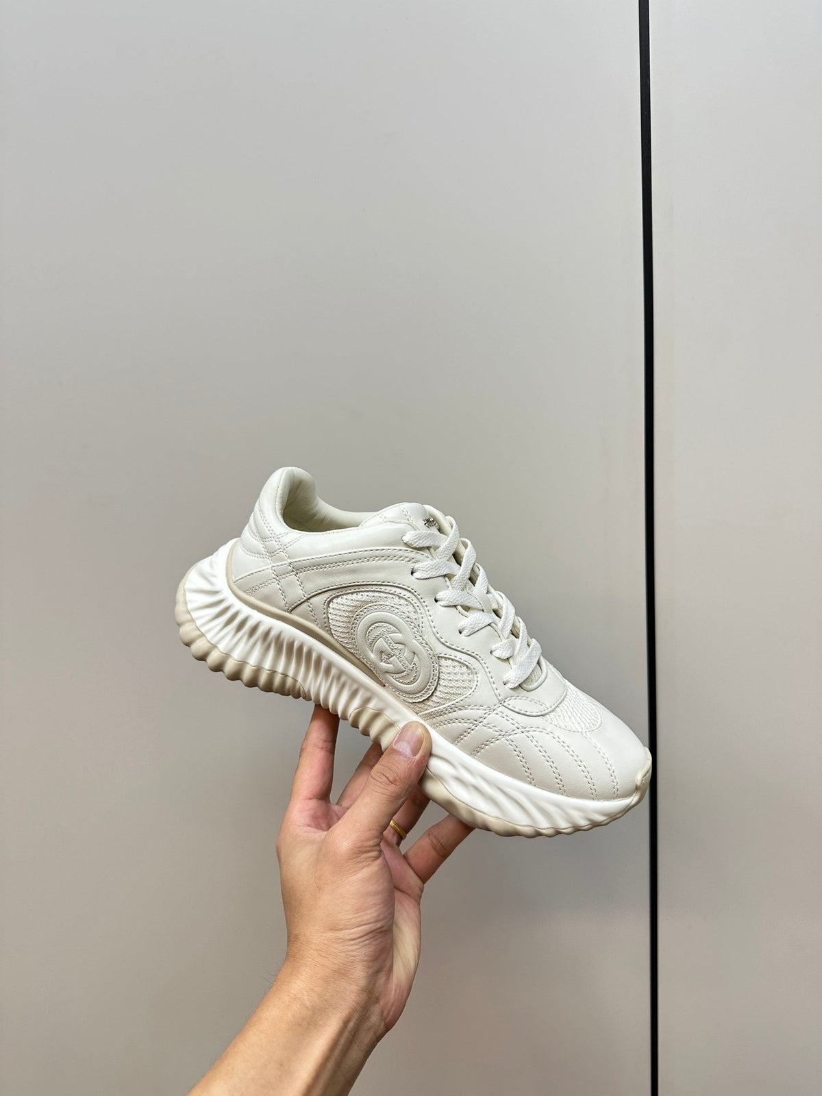 GG Ripple Leather Sneakers White