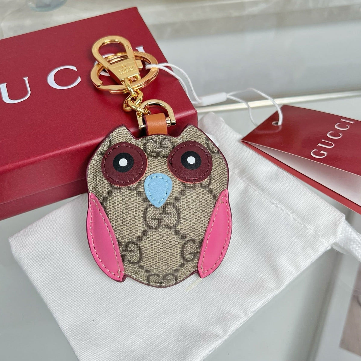 Gucci Etoupe Red Blue Owl Bag Charm