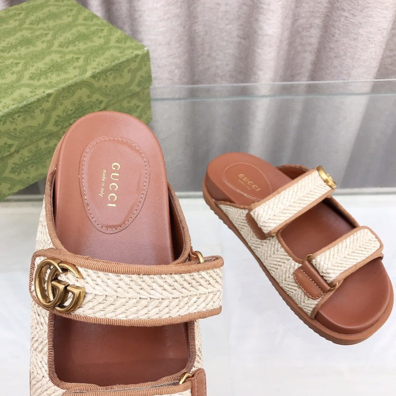 GG  Rubber Sole Logo Sandals Brown