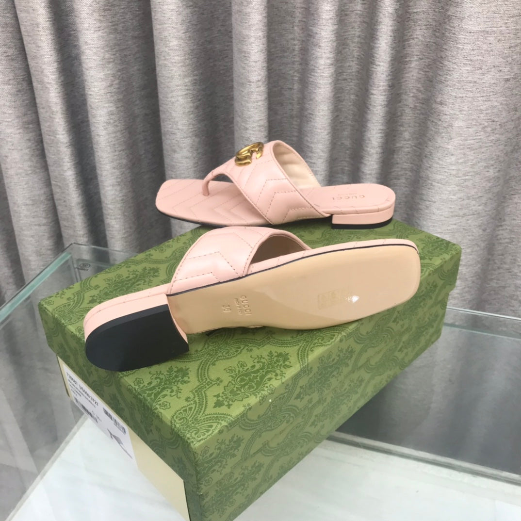 GG  marmont logo - embellished mattelasse leather sandal in pink