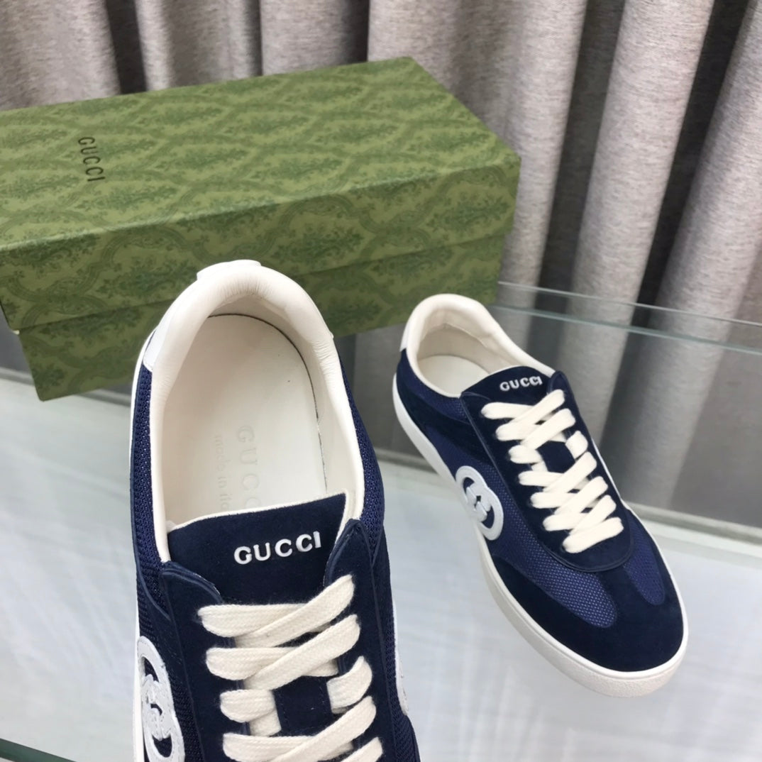 GG INTERLOCKING G SNEAKER DENIM BLUE SUEDE