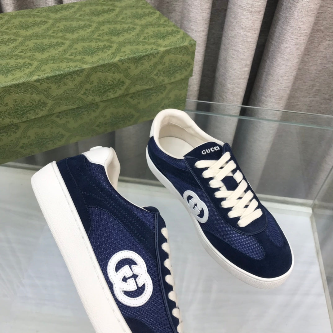 GG INTERLOCKING G SNEAKER DENIM BLUE SUEDE