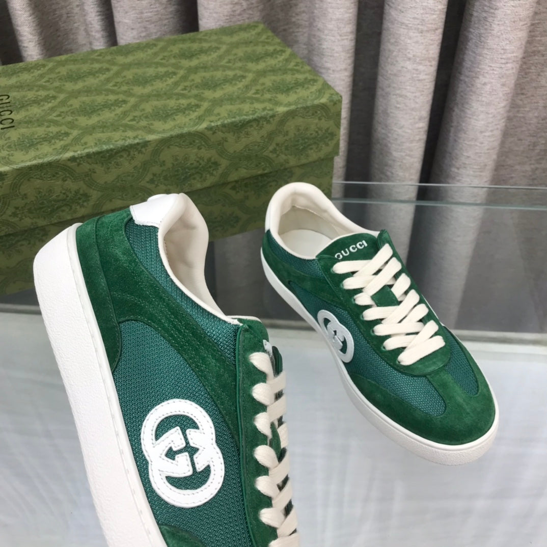 GG INTERLOCKING G SNEAKER GREEN FOREST SUEDE