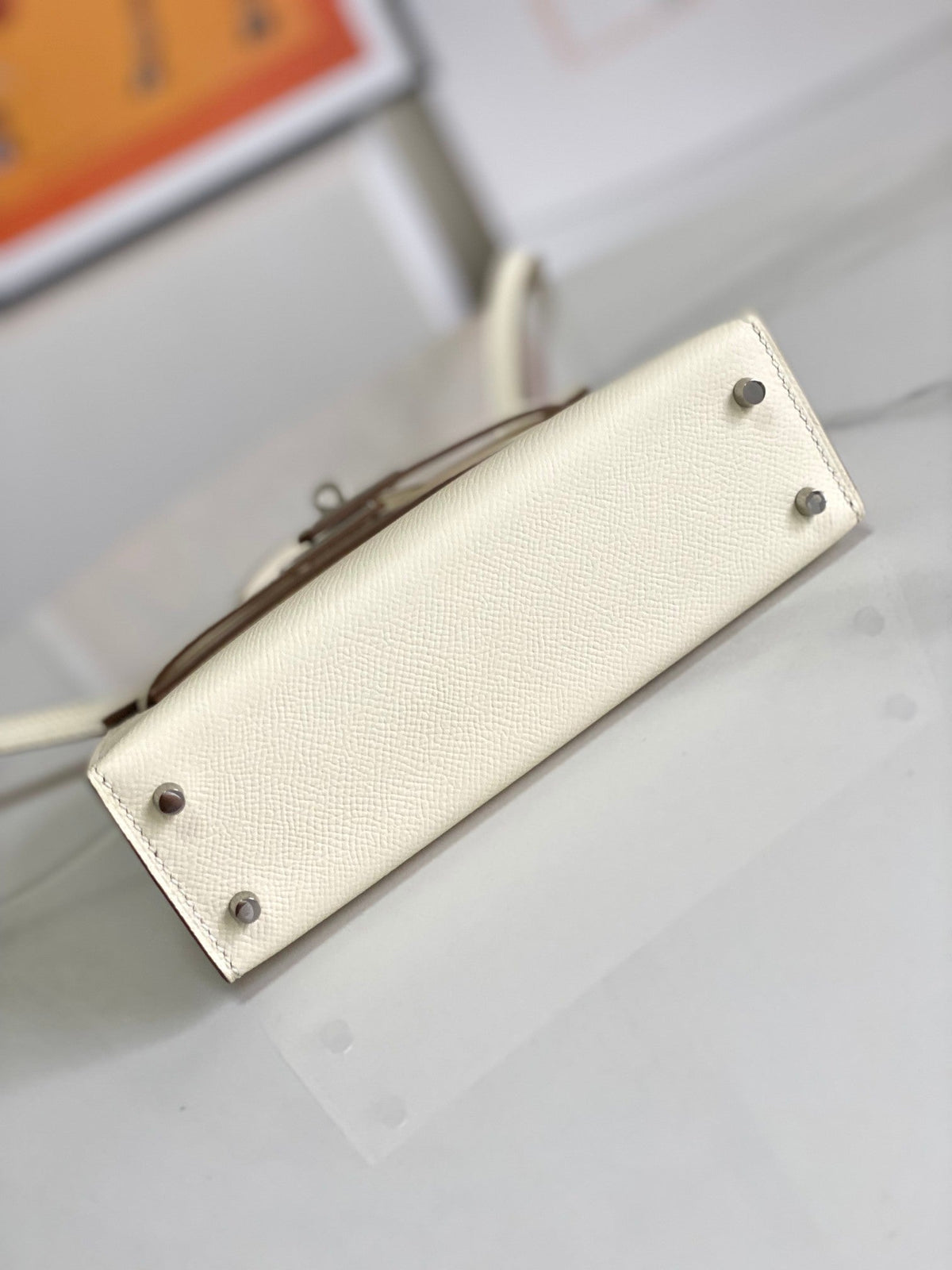 HM Mini Kelly 19cm Cream Epsom Silver Hardware