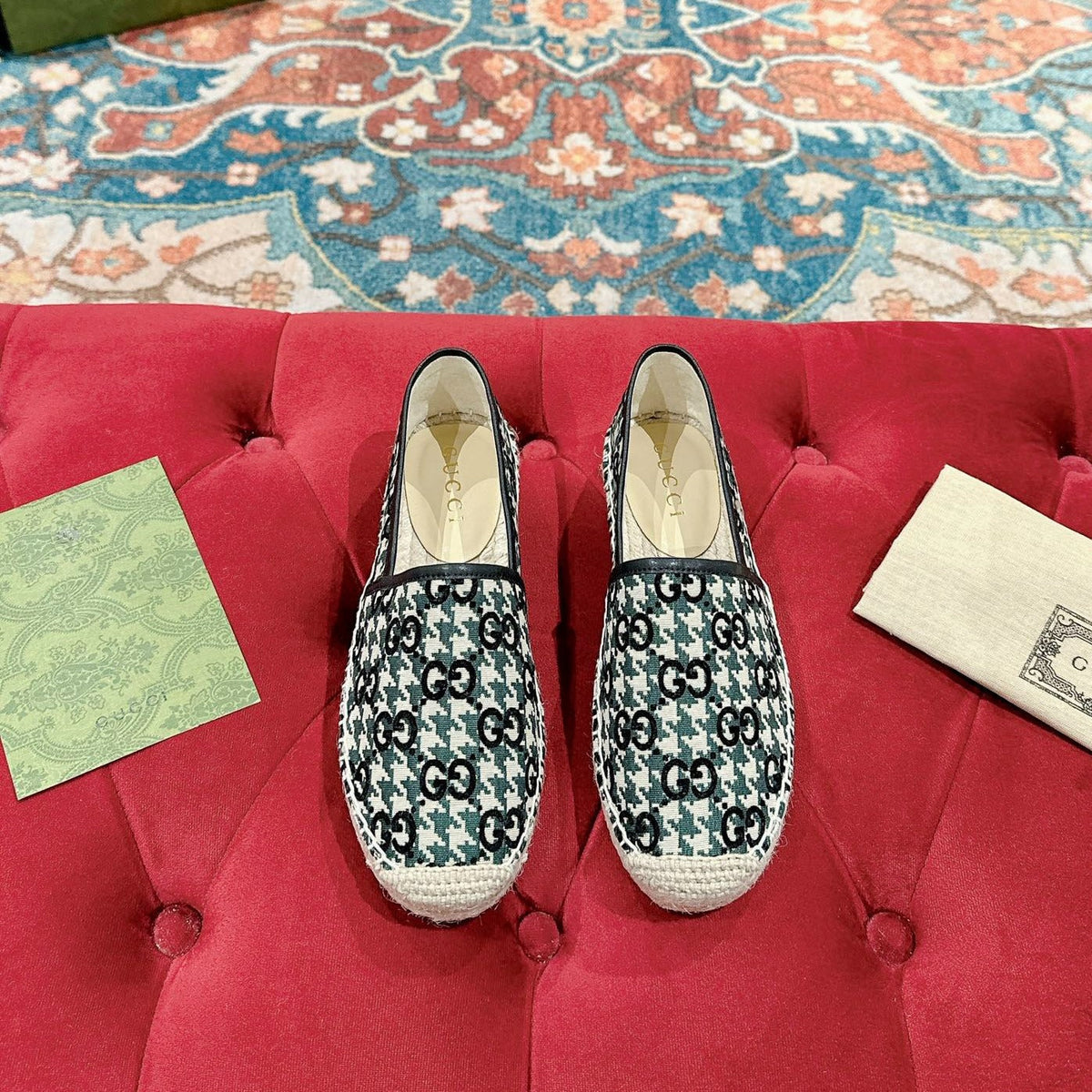 GG ESPADRILLE LOAFER BLACK AND BASIL CANVAS