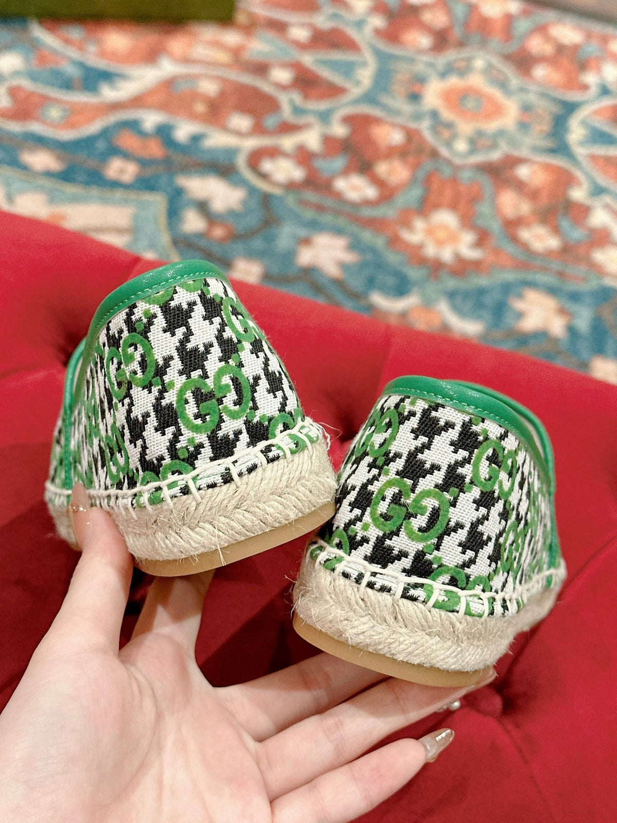 GG ESPADRILLE LOAFER GREEN CANVAS