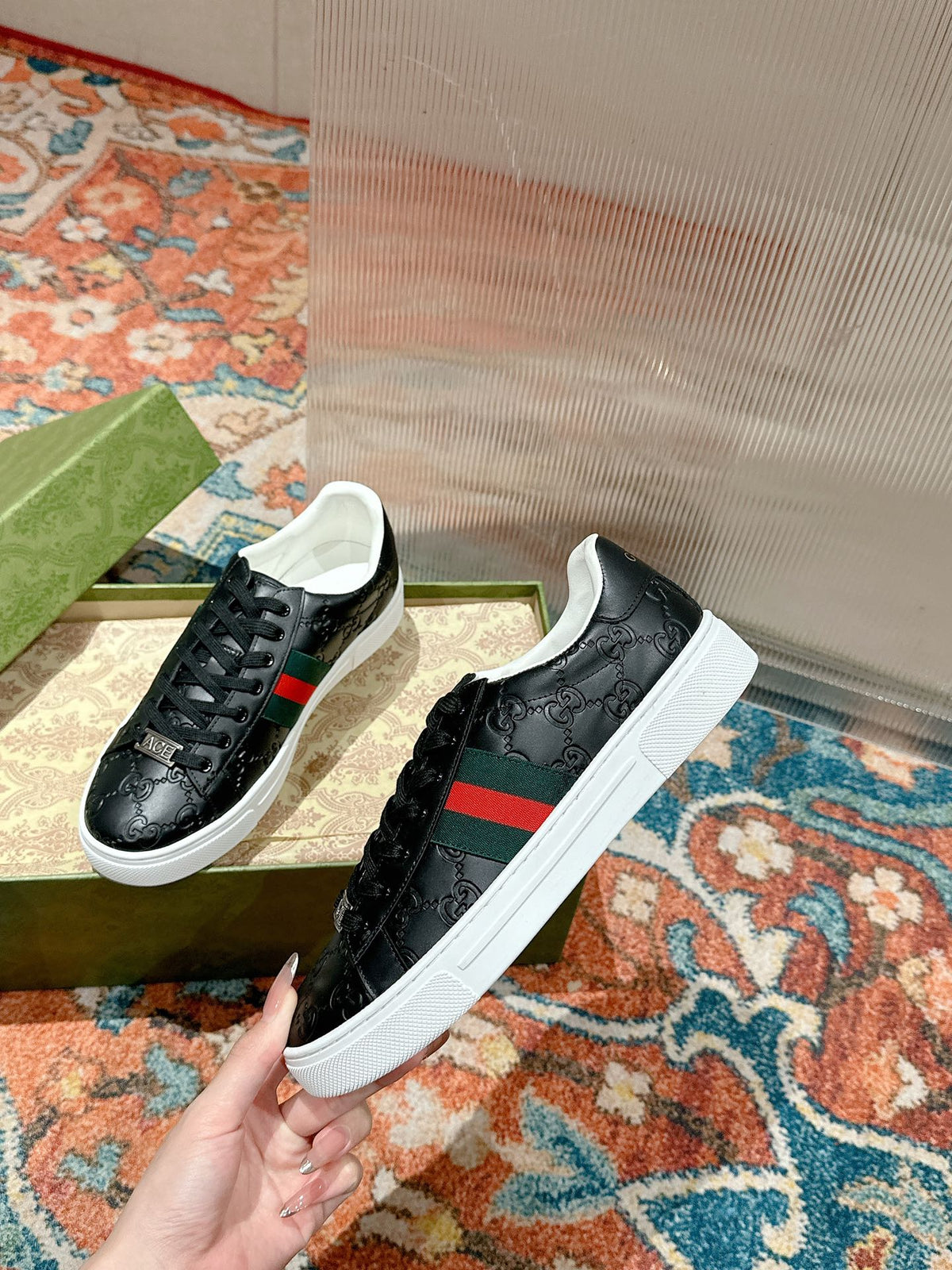 GG Ace Sneaker Black Monogram Empreinte Calfskin