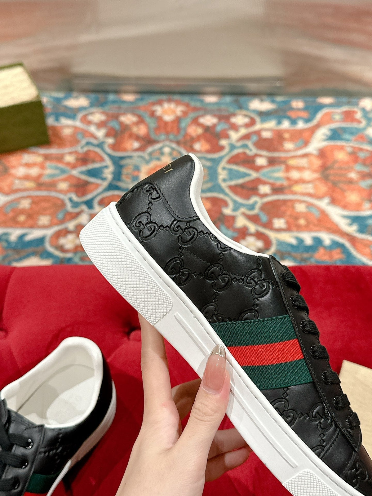 GG Ace Sneaker Black Monogram Empreinte Calfskin