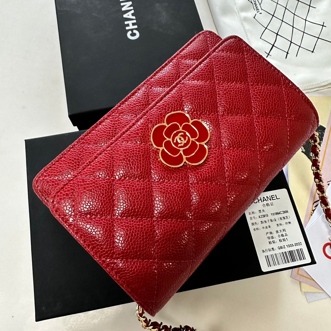 CC WOC Classic Fortune Bag 19cm Red Caviar Leather