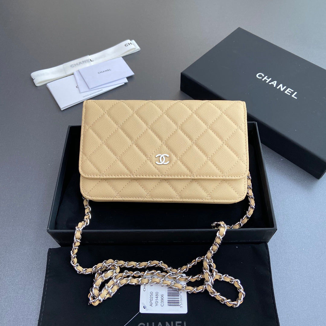 CC Woc 20cm Lime Grained Calfskin Silver Hardware