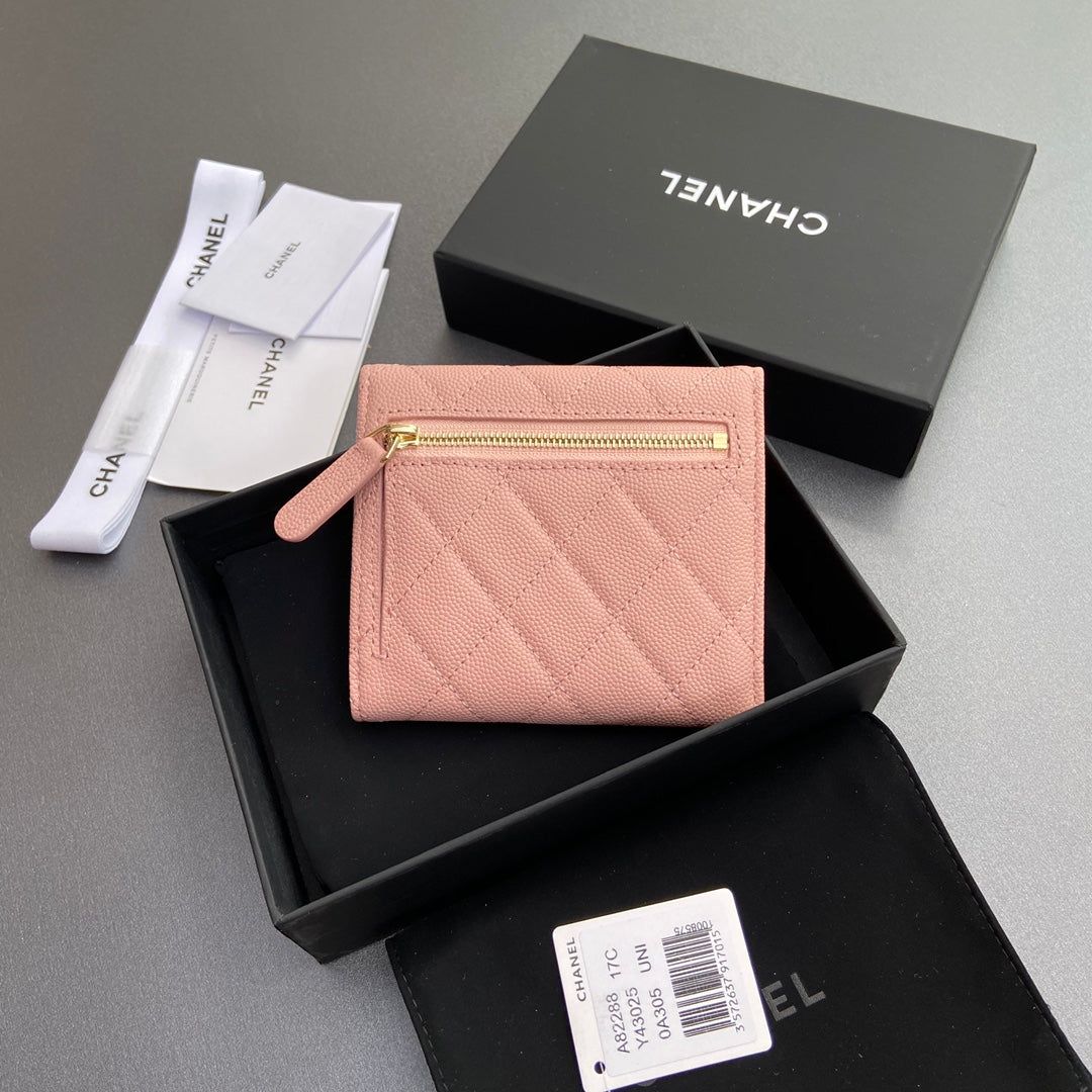 CC 82288 Classic Flap Wallet Light Pink Caviar GHW 229888