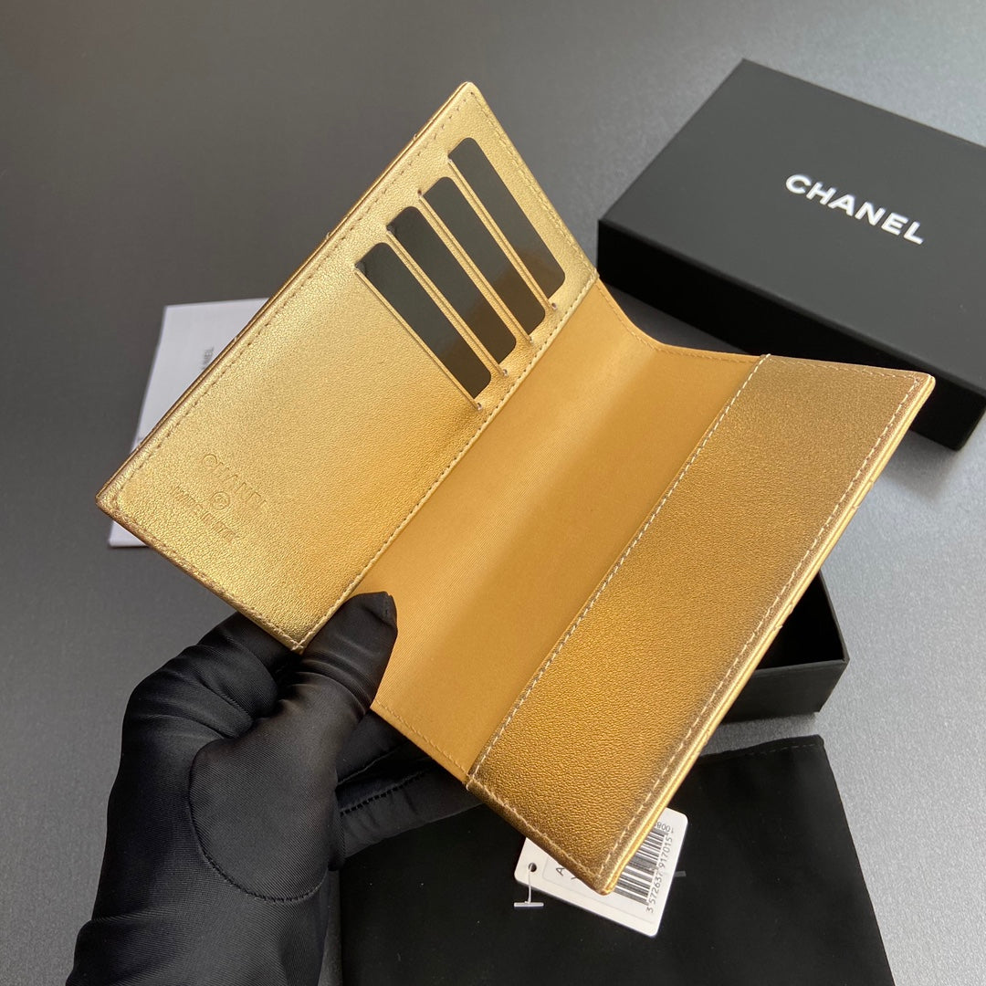 CC Passport Holder Gold Sheepskin 234703