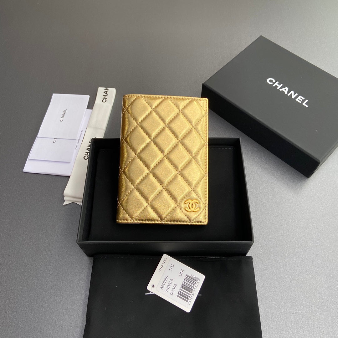 CC Passport Holder Gold Sheepskin 234703