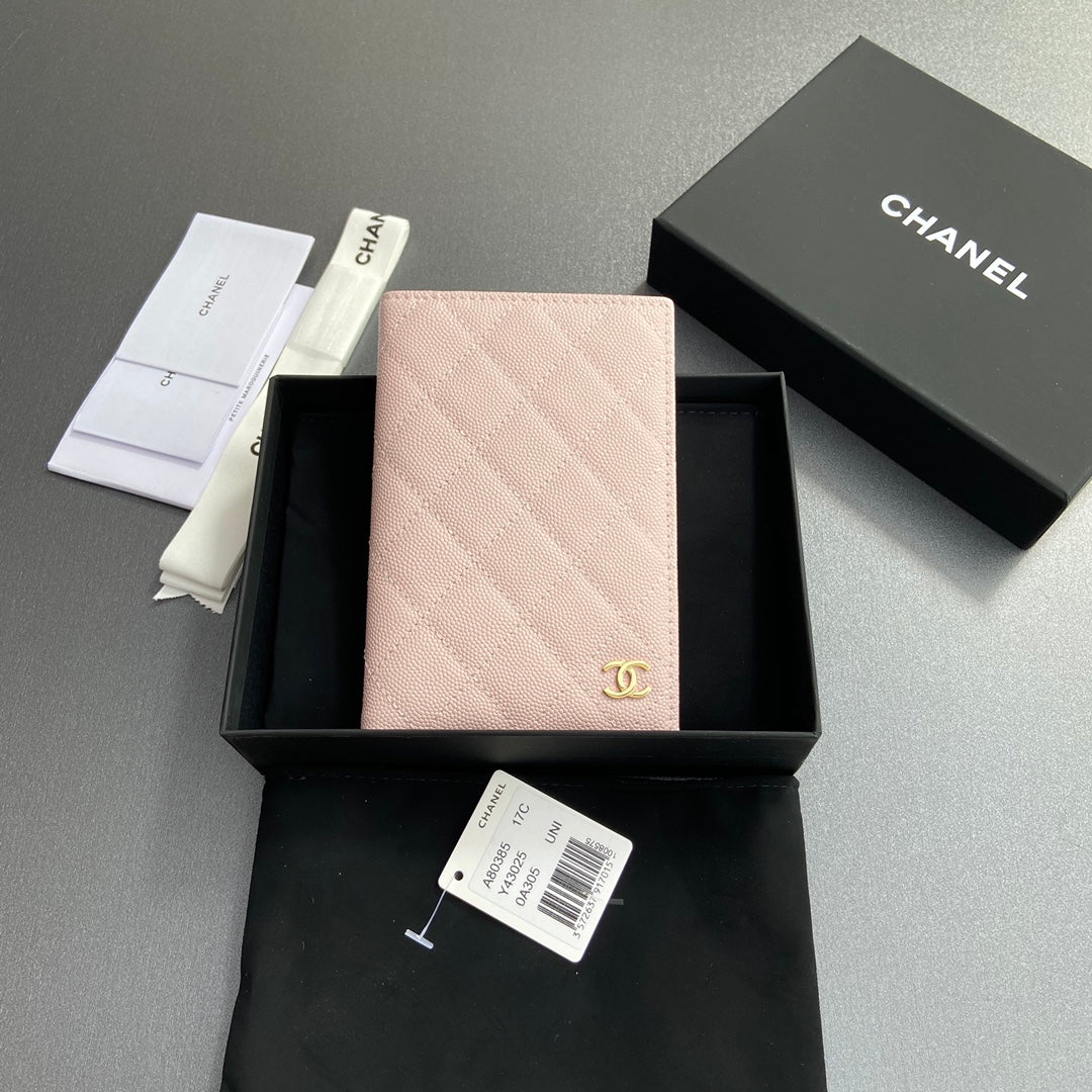 CC Passport Holder Light Pink Caviar 234707