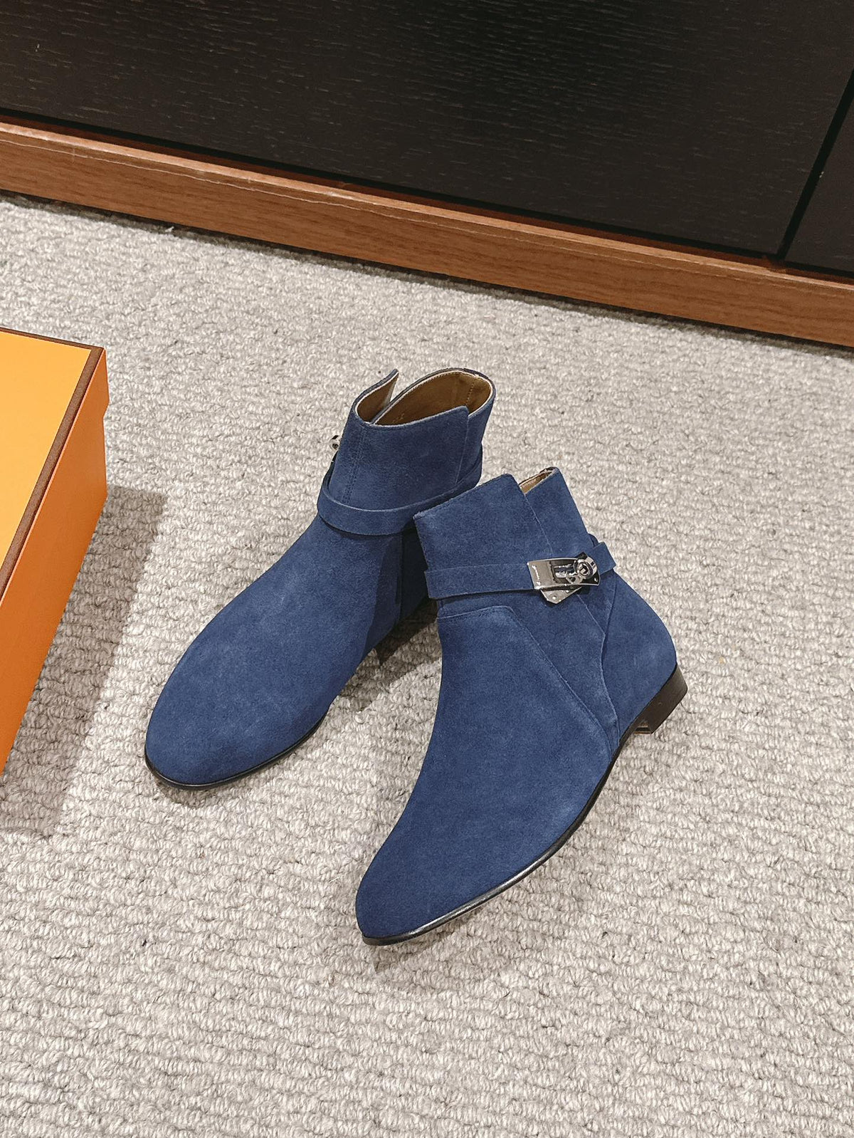 neo ankle boot dark blue suede calfskin
