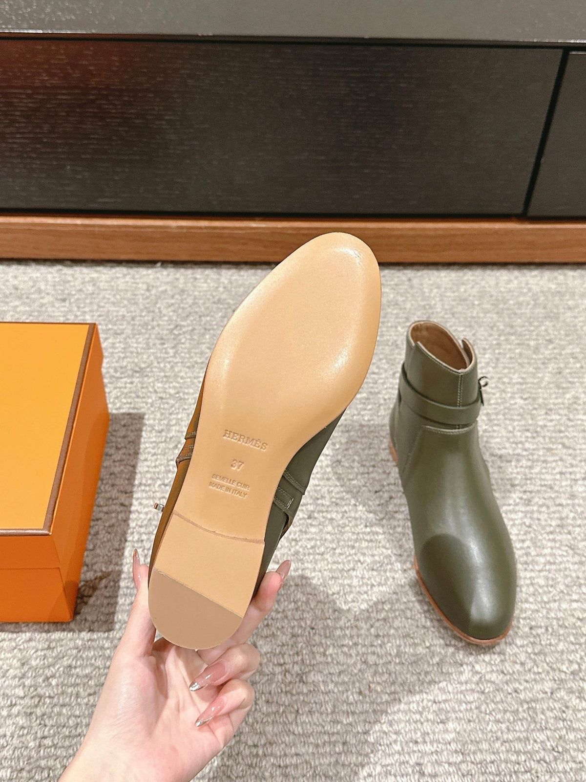 neo ankle boot khaki calfskin